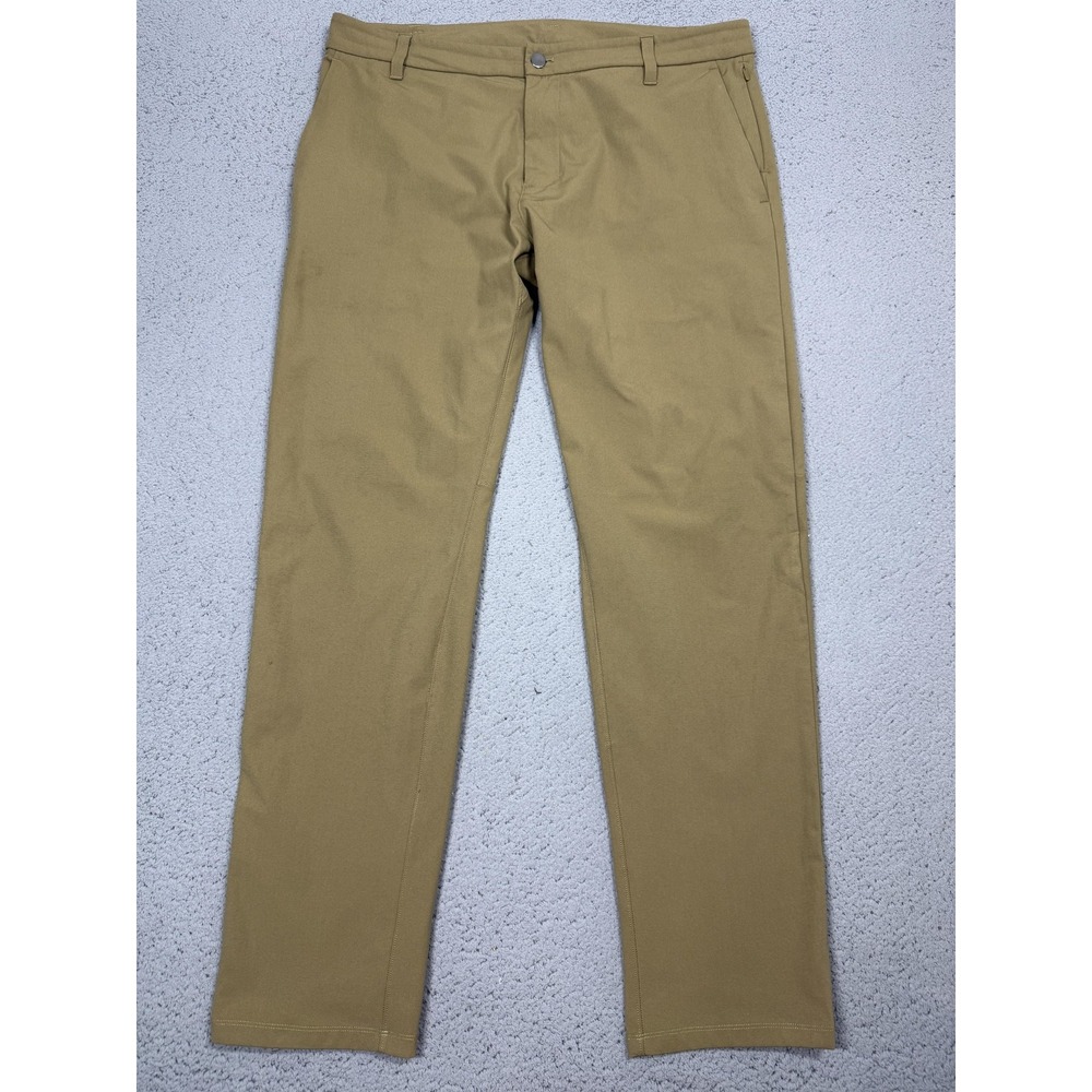 Lululemon Commission Pants Mens 36 Brown Chino Stretch Casual Straight Leg